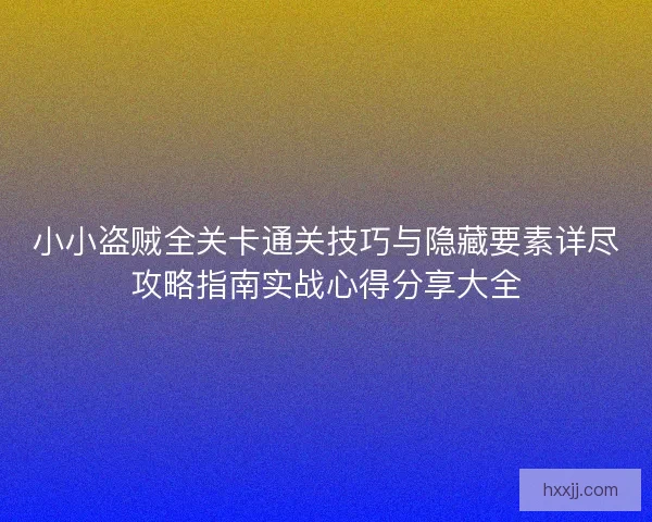 小小盗贼全关卡通关技巧与隐藏要素详尽攻略指南实战心得分享大全