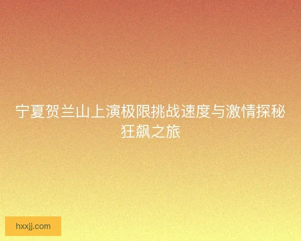 宁夏贺兰山上演极限挑战速度与激情探秘狂飙之旅